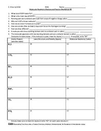 Learn about molecular geometry with free interactive flashcards. Molecule Model Worksheets Teaching Resources Tpt