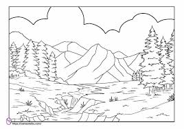 Contoh gambar pemandangan gunung dan sawah yang sudah diwarnai. Gambar Mewarnai Pemandangan Gunung Semesta Ibu