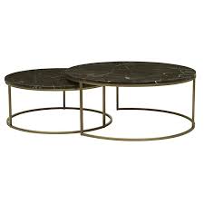 Elle Round Marble Nest Coffee Tables Gold Frame Brown Marble The Design Library Gold Coffee Table Coffee Table Living Room Coffee Table