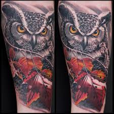 Black And Grey Tattoo Sleeve With Color Black And Grey Color Owl Tattoo By Remis Remistattoo Realism Realistic Tattoo Tattoo Ideas Inspiration Owl Tattoo Sleeve Bird Tattoos Arm Nature Tattoos