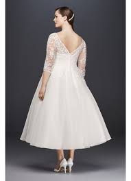 Tulle Plus Size Tea Length Wedding Dress David S Bridal Tea Length Wedding Dress Long Wedding Dresses Davids Bridal Wedding Dresses