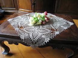 Crochet Tablecloth Square Lace Linen Ecru Table Topper Shabby Chic Covering Flower Motifs Bridal Shower Gift On Ets Lace Table Table Cloth Crochet Tablecloth