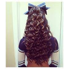 Cheer And Beauty Cheer Hair Perfect Curls Half Up Half Down Liked On Polyvore Featuring Beauty Products Cheer Hair Cheerleading Hairstyles Hair Styles