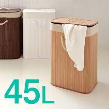 楽天市場 ロープハンドルがおしゃれな スクエア型バンブーランドリーバスケット 65300 65301 65302 65303 ランドリーバッグ おしゃれ 収納かご ランドリー バスケット かわいい 洗濯かご ランドリーボックス 脱衣かご 大きめ ふた付き 蓋付き ランドリーラック 45