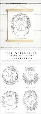 The following are some free printable watercolor coloring pages to help you as you get started. Free Watercolor Adult Coloring Book Printable Sheets Woodland Forest Animals Part 1 Fox Bear Squirrel Badger We Lived Happily Ever After