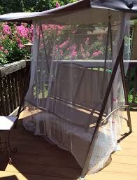 Well it all started last fall when we asked our 6 year old daughter what she wanted for christmas. Mosquito Cover For Patio Swing Using 4 Ikea Net Curtains Stitched The Two 110 Panels Together And Draped Over Swing Patio Swing Backyard Swings Swing Cover