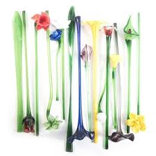 This artwork is made in many different places in the world using a variety of techniques. Lot Art Long Stemmed Decorative Blown Glass Flowers