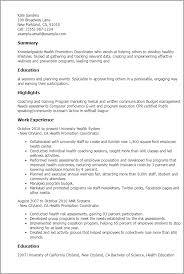 1 Health Promotion Coordinator Resume Templates Try Them Now Myperfectresume