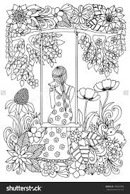 Happy valentine's day with flower doodle bouquet coloring book style vector. Pin On Mostly Free Printables