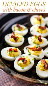 Deviled Eggs With Bacon Chives Recipe Deviled Eggs Cheese Deviled Eggs Deviled Eggs Recipe Classic