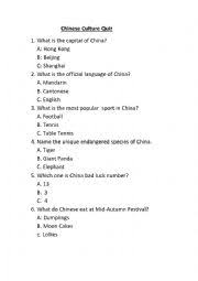Buzzfeed staff the more wrong answers. Chinese Culture Quiz Esl Worksheet By Aacac1