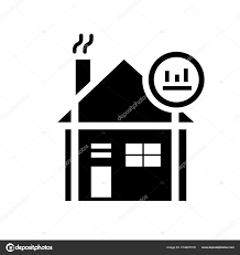 House Line Chart Icon Vector Isolated White Background House