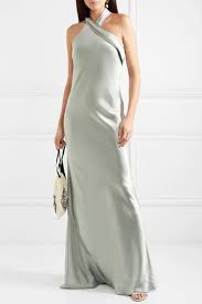 Galvan Pandora Silk Satin Halterneck Gown Gowns Satin Gown Column Gown