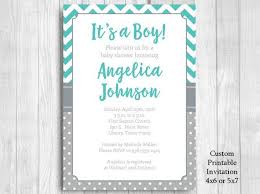 Custom Printable 4x6 5x7 Baby Shower Invitations Turquoise Chevron And Gray And White Polka Dots Boy Or Girl Baby Sprinkle Baby Sprinkle Invitations Baby Shower Invitations Sprinkle Invitations