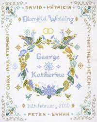 Counted cross stitch.design by dimensions via susan winget mediterranean flavorsget one of your own, and get started. Diamond Anniversary Sampler Cross Stitch Kit With Children Grandchildren