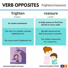 Verb Opposites Frighten Reassure With Images English Vocab Learn English English Vocabulary