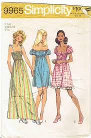 70s Dress Pattern Simplicity 9965 Shirred Bodice Sundress Maxi Dress Pattern Sewing Simplicity Patterns Dresses Peasant Dress Patterns
