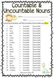 countable nouns uncountable nouns nouns english grammar for kids english worksheets for kids