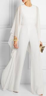 Elie Saab Silk Chiffon And Stretch Crepe Jumpsuit Fashion White Fashion Fashion Outfits