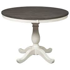 Check out this pedestal dining table i just finished! Signature Design By Ashley Nelling Farmhouse Two Tone Round Dining Room Table Royal Furniture Kitchen Tables