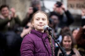 Baggy gray sweatshirt, hair in a loose braid. Greta Thunberg Wants You To Think Bigger This Earth Day