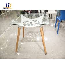 The presented wooden legs are finished with walnut palm. Modern Design Glass Top Plastic Support Wood Legs Dining Room Table Dt 2015 Tianjin Kingnod Furniture Co Ltd
