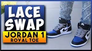 The air jordan 1 game royal 2020 has a black toe motif with a blue toe box this time. Air Jordan 1 Royal Toe Lace Swap And On Feet How To Style Jordan 1 Royal Toe Youtube