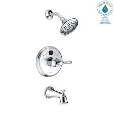Delta Temp2o Led Digital Temperature Display Single Handle 5 Spray Tub And Shower Faucet In Chrome Valve Included 144984 T2o The Home Depot Tub And Shower Faucets Shower Faucet Shower Tub