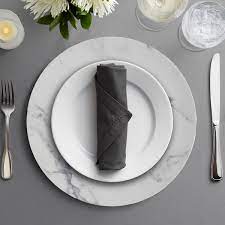 Cork & leaf kai grey charger plates 13 inch, classic round all occasion plate charger, rustic table decorative chargers, farmhouse plate chargers, service plate (4, reclaimed gray). The Jay Companies 1270526 13 White And Gray Marble Melamine Charger Plate