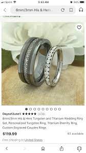 8mm 3mm His Hers Tungsten And Titanium Wedding Ring Set Etsy Titanium Wedding Ring Sets Titanium Ring Set Titanium Wedding Rings