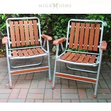 Vintage Aluminum And Redwood Folding Lawn Chairs By Sun Terrace Lawn Chairs Vintage Aluminum