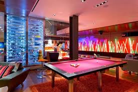 Modern Basement With Bowling Alley Pool Table Maybe Add An Air Hockey Table And Some Arcade Games Awesome Game Game Room Contemporary Games Game Room Kids