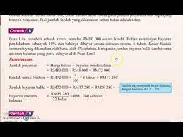 Pengiraan caj faedah tambahan caj faedah tambahan yang perlu dibayar = jumlah tertunggak (bayaran ansuran bulanan x 6 bulan) x kadar faedah tahunan (%) x baki tempoh pinjaman (tahun) rm6708 x 4.65% x 5.083333 tahun = rm1585.60 (caj faedah tambahan) caj faedah tambahan ini akan dibayar bersama dengan bayaran ansuran bulanan yang terakhir. Matematik Tingkatan 3 Bab 3 Faedah Sama Rata Pinjaman Youtube
