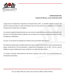 The 2018 fifa world cup was the 21st fifa world cup an international football tournament contested by the mens national teams of the member. Nfl El Estadio Azteca Lanza Comunicado Sobre La Cancelacion Del Partido Chiefs Vs Rams Marca Claro Mexico
