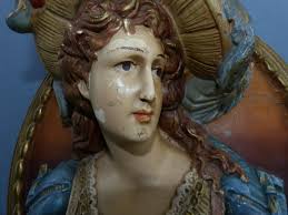 Lady Pottery Wall Plate, Looks as If She is Emerging From a Mirror