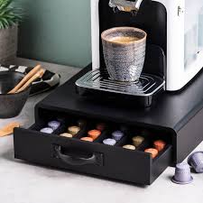 Cafe Boite Tiroir Pour Capsules Cafe Noir H 7 5 X Larg 28 X P 34 5 Cm Cafe Noir Cafe Tiroir