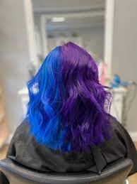 Blue Violet Split Hair Dyed Hair Blue Split Hair Split Dyed Hair