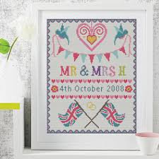 Also use our online tools and caption/border maker to chart your own text and words. Large Personalised Uk Flag Wedding Sampler Cross Stitch Kit By Jacqui Pearce Crafteratti