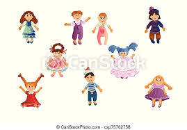 Baby alive loves being treated to a salon spa. Set Of Cute Baby Dolls In Different Clothes And With Varied Hairstyles Vector Illustration In Flat Cartoon Style Collection Canstock