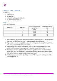 Specific Heat Capacity Calculations 10 Easy 10 Medium 10 Hard Inc Answers Ap Physics Science Facts Physics