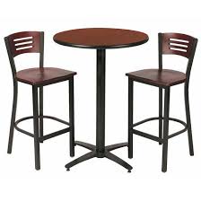 Wooden stools are a durable option that can integrate easily into most styles of decor. All Arched Base Bar Height Cafe Table With Two Br3315b Barstools By Kfi Options Breakroom Furniture Worthington Direct