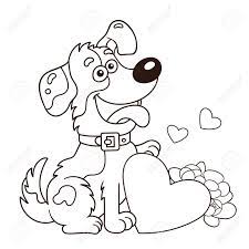 Valentine's dog online coloring page for valentine's day. Coloring Page Outline Of Cartoon Dog With Flowers And Heart Royalty Free Cliparts Vectors And Stock Illustration Image 126005827