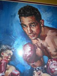 Original Oil Painting WILLIE PEP Ring Magazine Cover 1940's Boxing Champion  A+