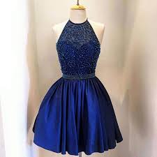 High Neck With Beaded Bodice Halter Royal Blue Taffeta Homecoming Dresses Ho High Neck Homecoming Dresses Royal Blue Homecoming Dresses Halter Homecoming Dress
