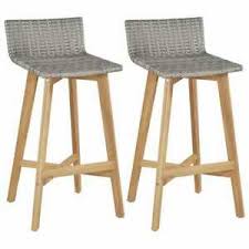 Además en nuestra sección de outlet pondremos a la venta sillas, mesas, taburetes y banquetas a unos precios especiales debido a que. Vidaxl 2x Taburete Alto Respaldo Ratan Sintetico Acacia Silla Bar Barra Cocina Ebay
