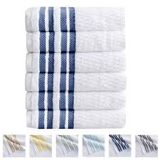 Dimensional stripes in grey and ivory add texture and interest to our soft and absorbent rowan bath towels. Great Bay Home 6 Piece Hand Towel Set 100 Cotton Popcorn Textured Striped Bathroom Towels Quick Dry And Absorbent Towels Elham Collection 6 Pack Navy