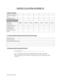 Office Cleaning Schedule Printable Templates At