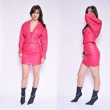 Pin On Leather Mini Skirt Suit