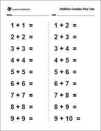 Printable Addition Doubles Plus One Worksheet Class Playground