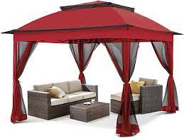 Amazon.com : Cool Spot 11x11 Pop-Up Instant Gazebo Tent with Mosquito  Netting Outdoor Canopy Shelter with 121 Square Feet of Shade by COOS BAY  (Red) : Patio, Lawn & Garden